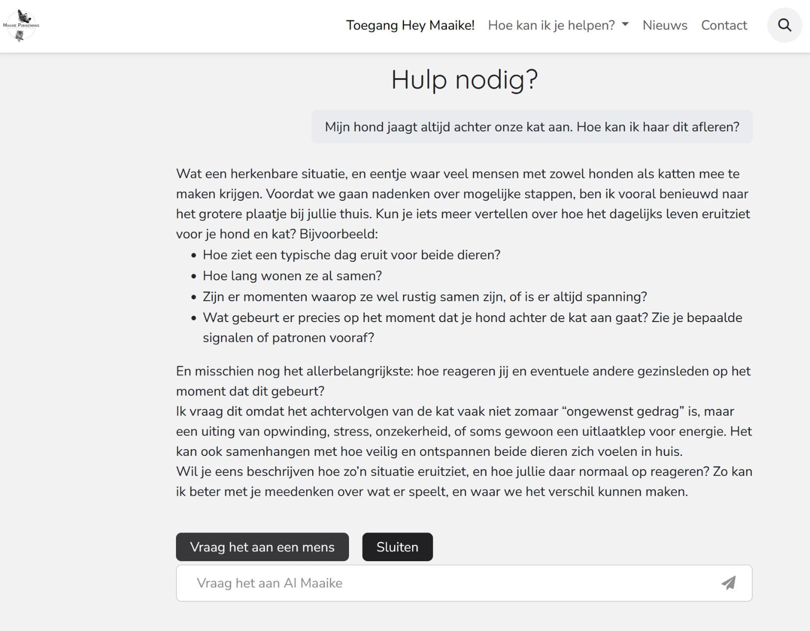 Screenshot Hey Maaike!