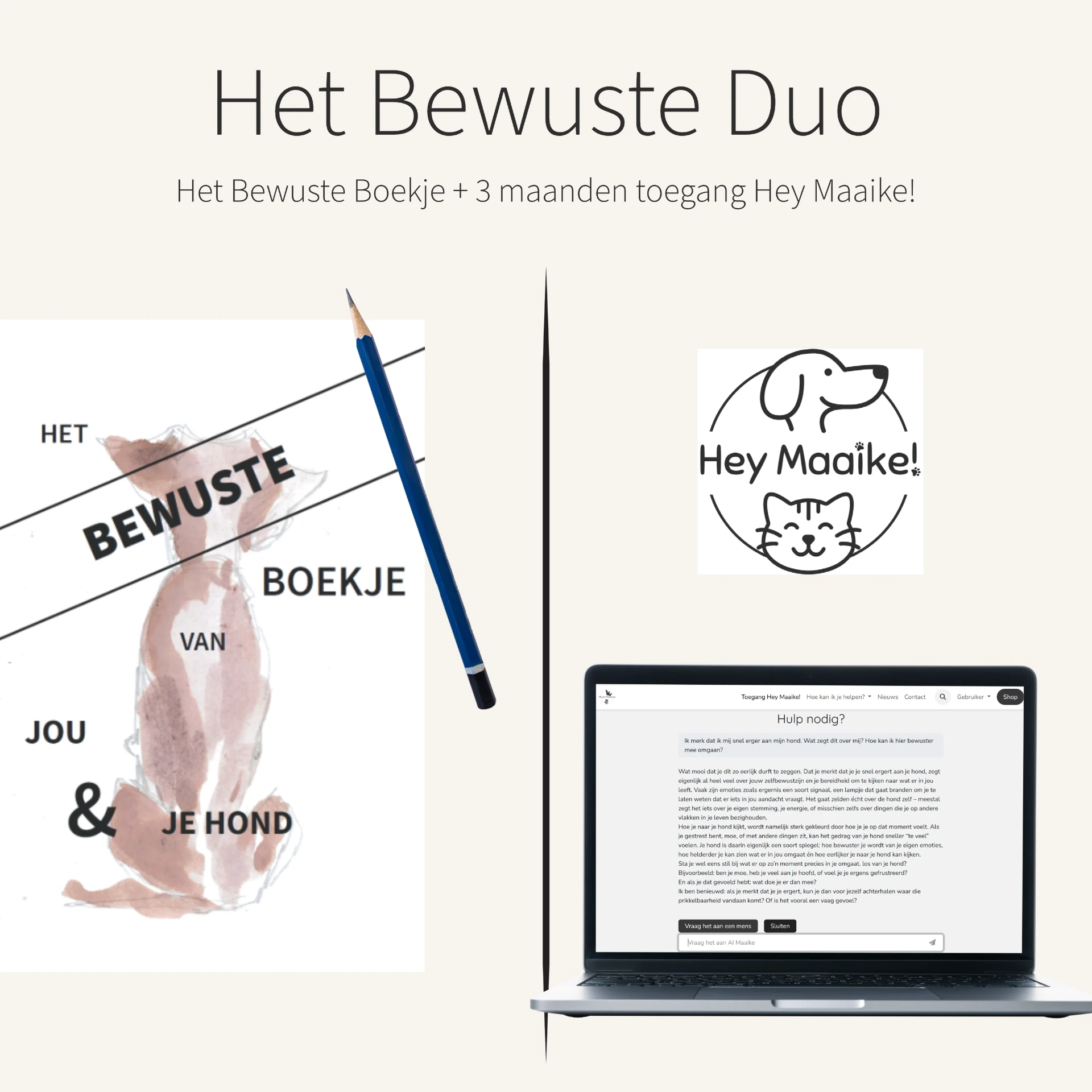 Het Bewuste Duo: Boekje + 3 maanden Hey Maaike!